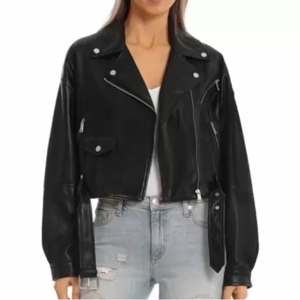 bagatelle Black Cropped Moto Jacket